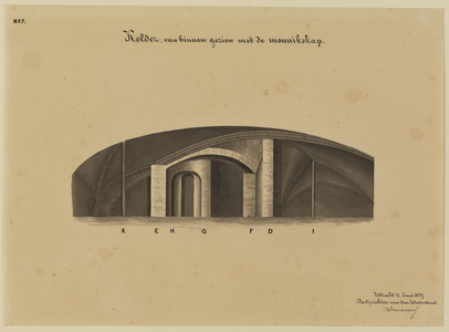 214372 Gezicht in het interieur van de kelder met de monnikskap van het kasteel Vredenburg te Utrecht. N.B. Deze ...